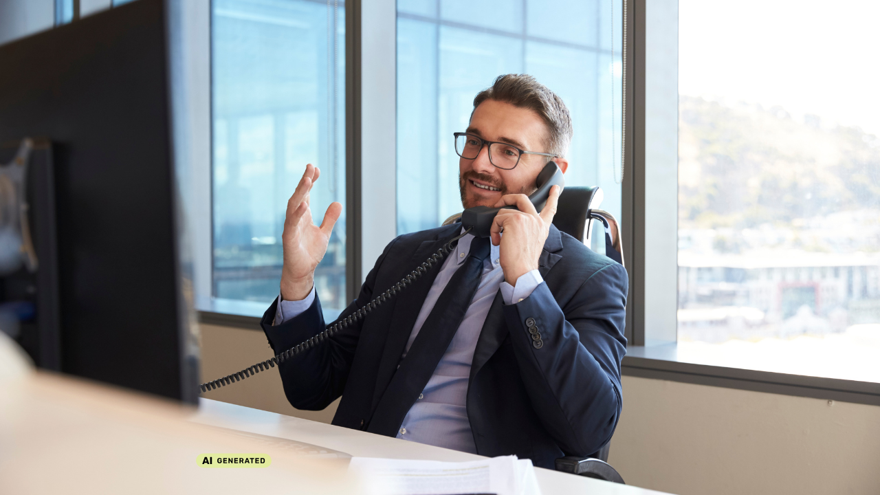 Baufinanzierung Leads: Person telefoniert mit Blick auf den Monitor