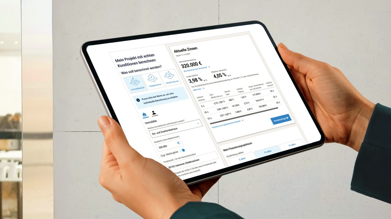 Europace Bildvorschau des Rechners auf einem Tablet in Querformat