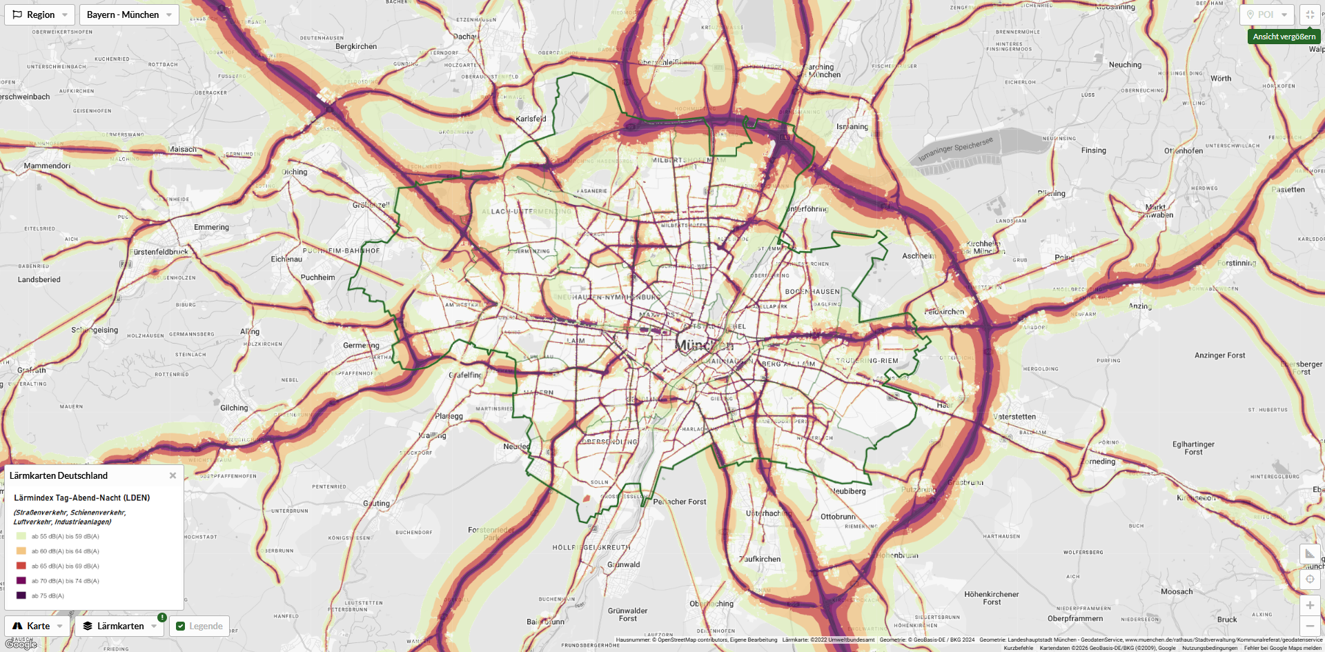 Verkehrsdichte in Muenchen GeoMap Verkehrsdichte GeoMap